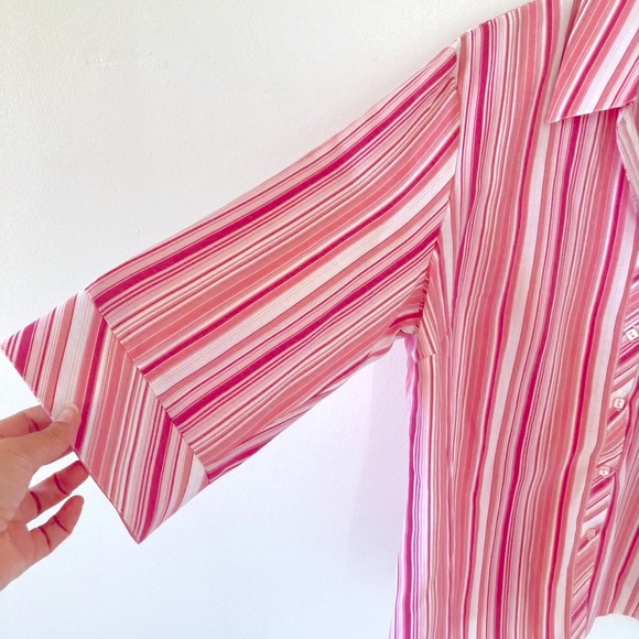 Bonmarche Women's Deadstock Vintage button Shirt blouse pink stripe UK Size 20 - Picture 3 of 12
